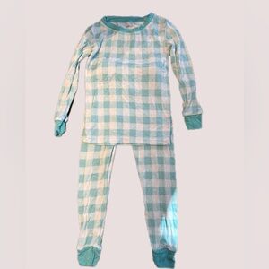 Little sleepies 3T aqua Gingham Two-Piece Pajama Set